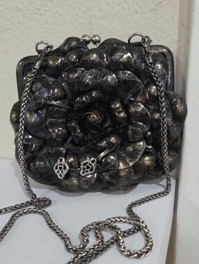 Brighton Metallic Black Floral Crossbody Bag
